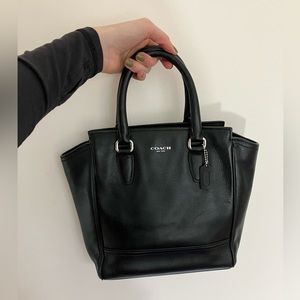 Coach- Black leather tote style purse